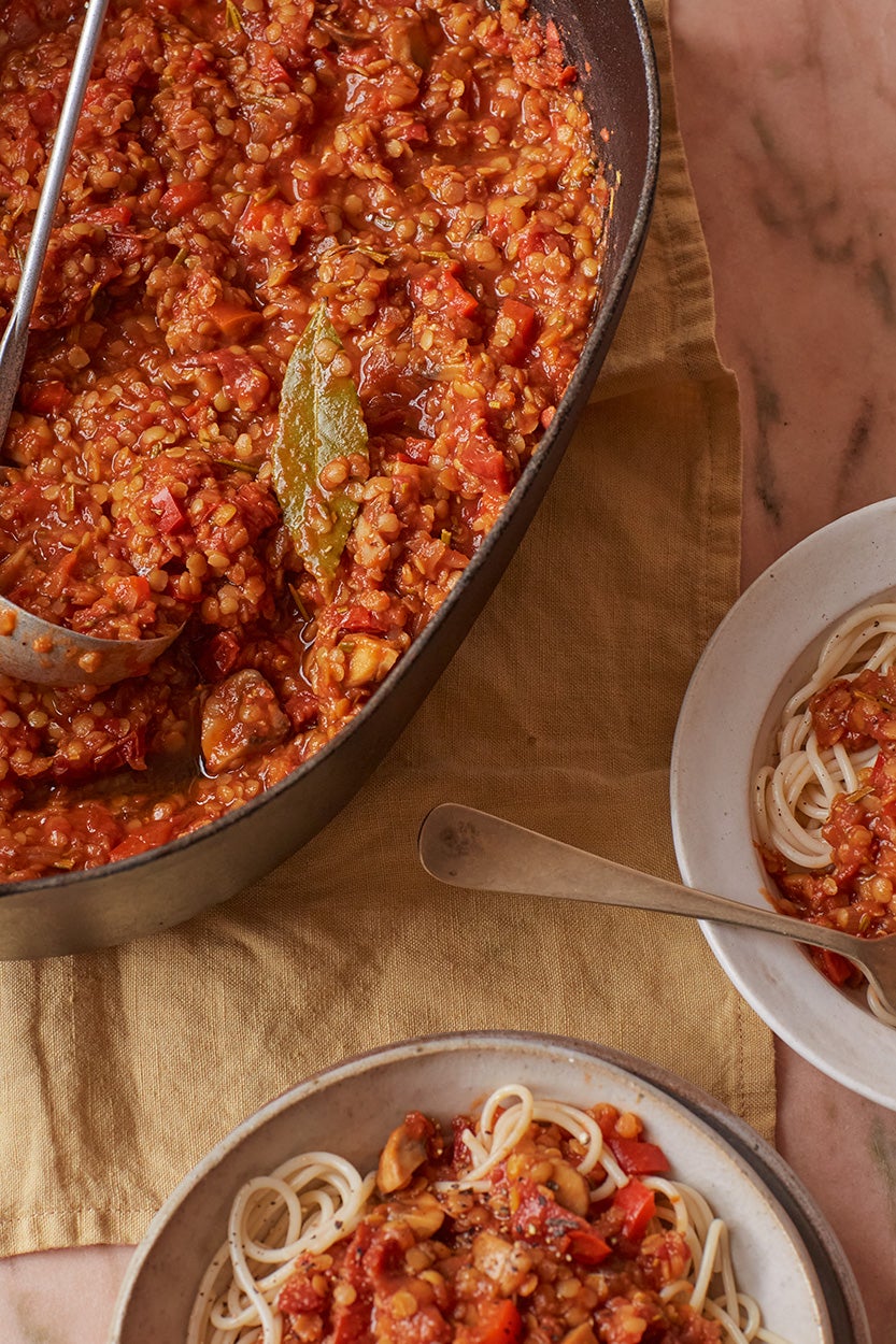 This lentil ragu is rich in fibre and plant-based protein to support gut health and balance oestrogen levels