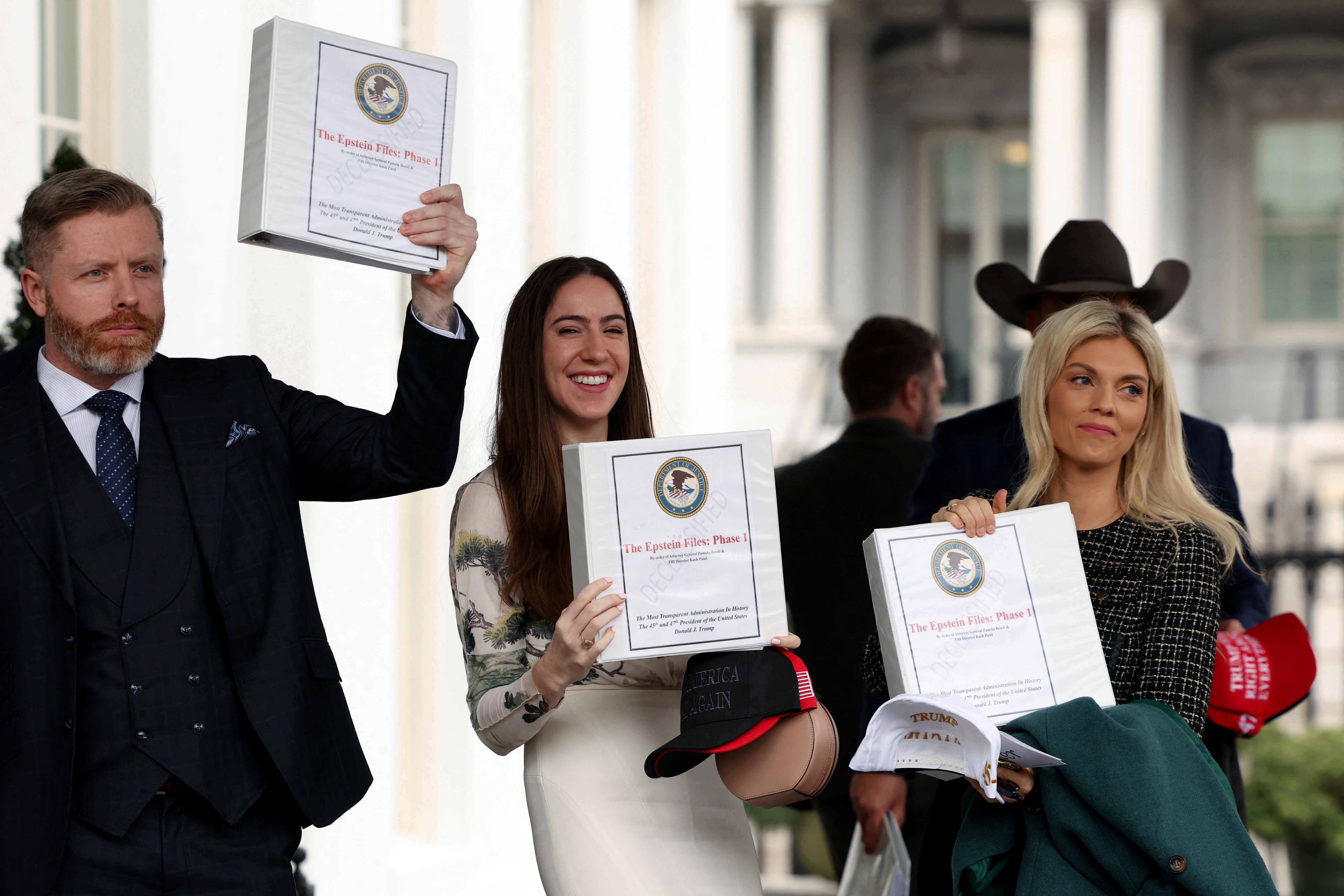 A selection of MAGA figures were given a number of files relating to Jeffrey Epstein’s crimes by Attorney General Pam Bondi but they contained little new information